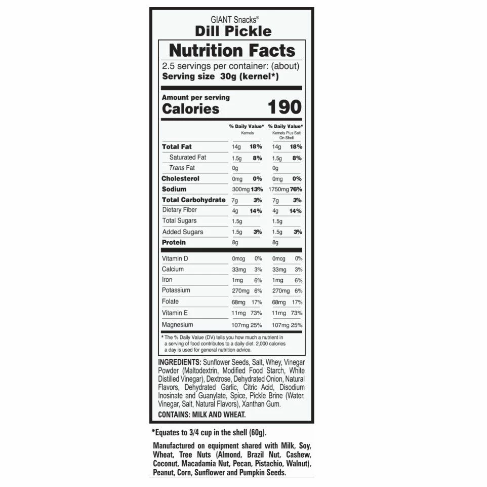 Giants Dill Pickle Sunflower Seeds, 5oz. - Salty Snacks 2 Giants Dill Pickle Sunflower Seeds, 5oz. - Salty Snacks - Image 2