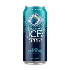 Sparkling Ice +Caffeine Blue Raspberry Sparkling Water, 16 oz.