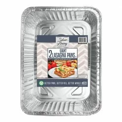 Silver Lining Aluminum Giant Lasagna Pans - 2 Pack - 56430019 - Disposable Kitchenware