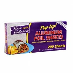 Nicole Home Collection Aluminum Foil Sheets, 12" x 10.75", Silver, 200 Sheets - 00578 - Disposable Kitchenware