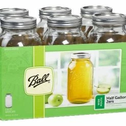 Ball 1/2 Gallon Size Wide Mouth 64 oz. Mason Canning Jars, 6 Pack - 68100 - Canning Jars, Bands & Lids