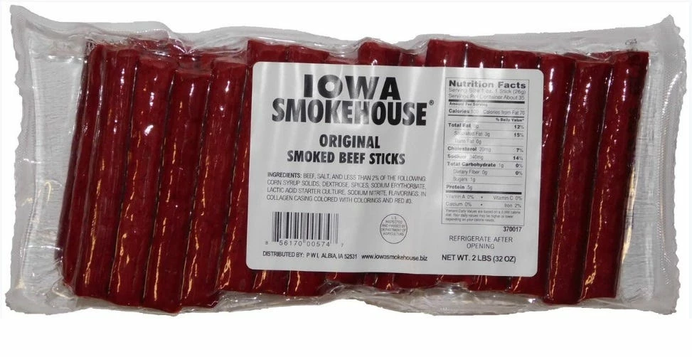 Iowa Smokehouse Original Smoked Beef Sticks IS-SBS2 - Jerky 1 Iowa Smokehouse Original Smoked Beef Sticks IS-SBS2 - Jerky