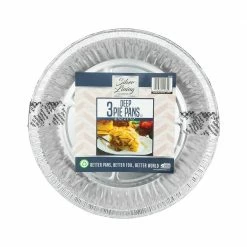 Silver Lining Aluminum Deep Pie Pans - 3 Pack - 49770016 - Disposable Kitchenware