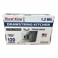 Rural King 13 Gallon Kitchen Drawstring Bags 120 ct. - 13GAL 120CT DS - Trash Bags