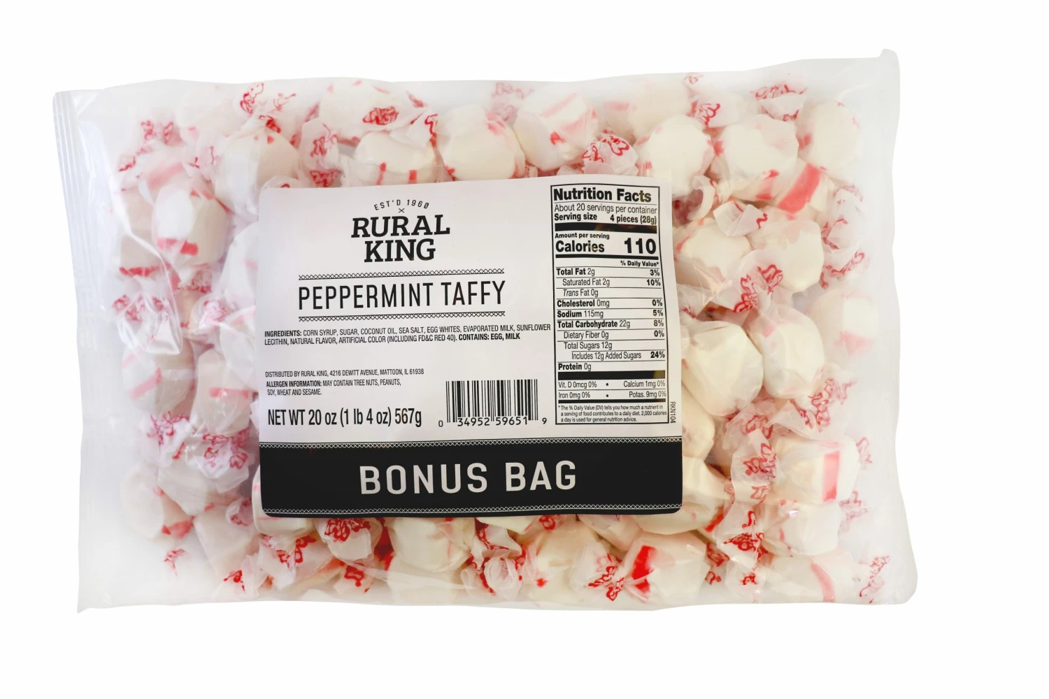 Rural King Peppermint Taffy BONUS BAG - Candy & Gum 1 Rural King Peppermint Taffy BONUS BAG - Candy & Gum