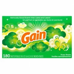 Gain Dryer Sheets, Original Scent, 180 Sheets - 80372900 - Laundry Detergent