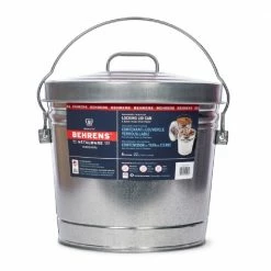 Behrens Galvanized Steel Storage Can with Locking Lid, 6 Gallon - 00108K - Food Storage