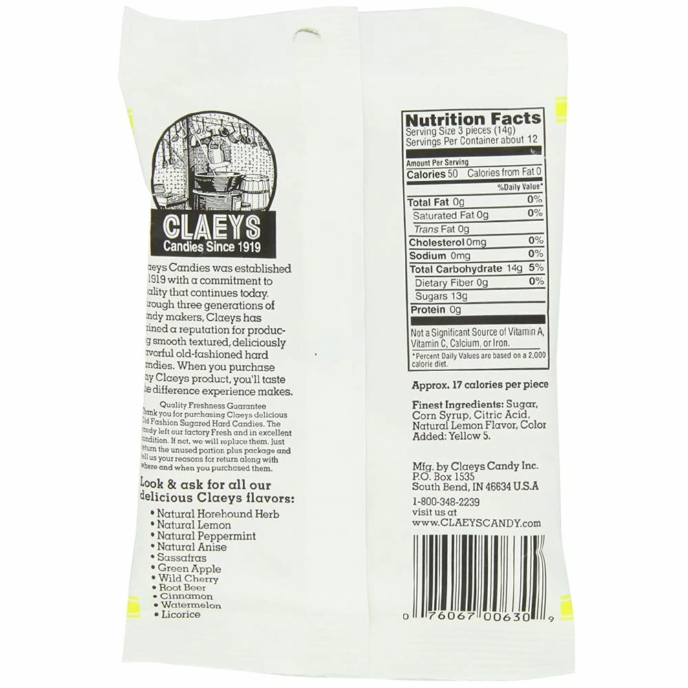 Claeys Old Fashioned Lemon Drop Hard Candies, 6 oz. - Hard Candy & Lollipops 2 Claeys Old Fashioned Lemon Drop Hard Candies, 6 oz. - Hard Candy & Lollipops - Image 2