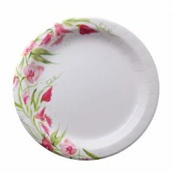 Nicole Home Collection 8.5" Paper Plate - Pink Floral, 48 Count - 77090 - Disposable Kitchenware