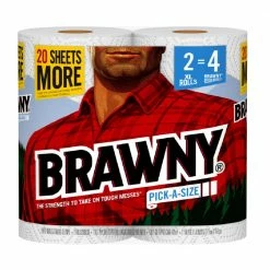 Brawny® Paper Towels, 2 XL Rolls, White, Pick-A-Size® Sheets, 2 = 4 Regular Rolls - 44192 - Paper Towels & Napkins