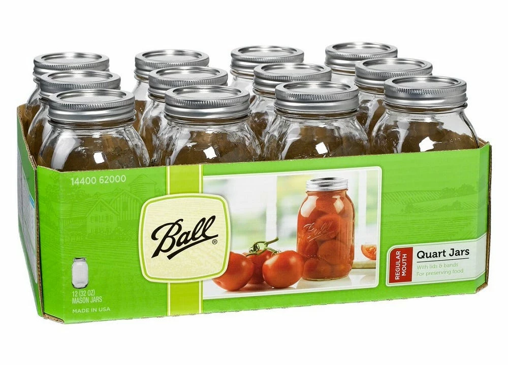Ball Quart Size Regular Mouth 32 oz. Mason Canning Jars, 12 Pack - 62000 - Canning Jars, Bands & Lids 1 Ball Quart Size Regular Mouth 32 oz. Mason Canning Jars, 12 Pack - 62000 - Canning Jars, Bands & Lids