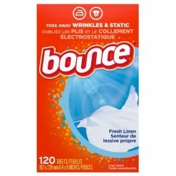 Bounce Fabric Softener Dryer Sheets, Fresh Linen, 120 Count - Laundry Detergent