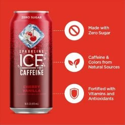 Sparkling Ice +Caffeine Cherry Vanilla Sparkling Water, 16 oz. -Food & Household Goods Sales 605805ea6431d09ef100c81bb62a8d7958caf977 56165021 3