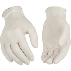 Kinco Disposable White Latex Gloves Large, 100 Pack - SLB0104-4-L - Cleaning Tools