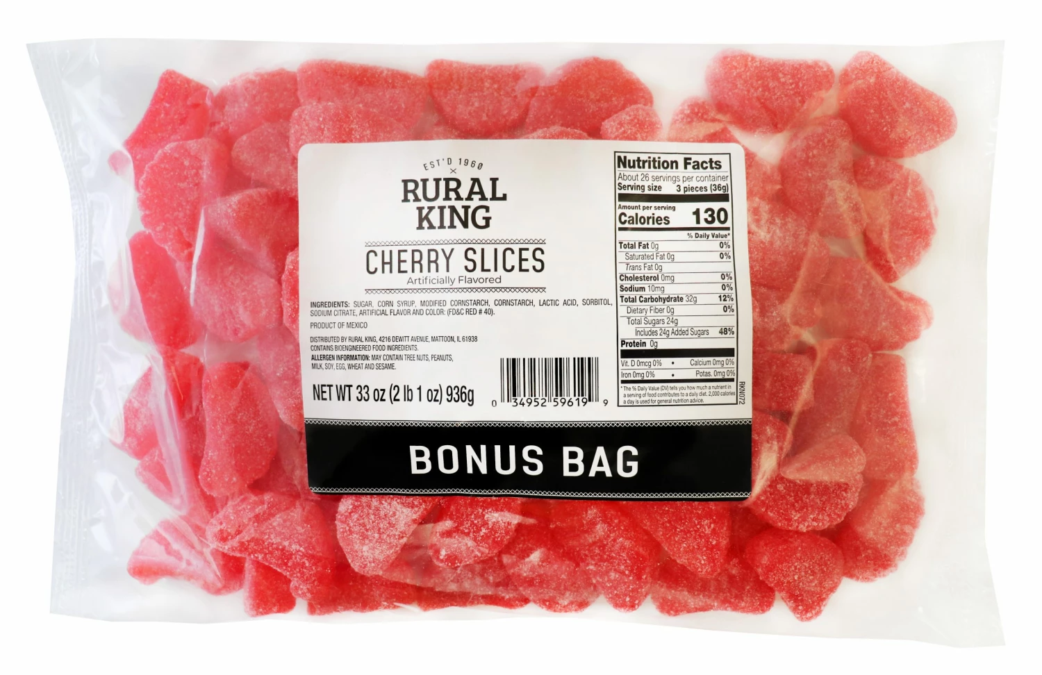 Rural King Cherry Slices BONUS BAG - Candy & Gum 1 Rural King Cherry Slices BONUS BAG - Candy & Gum