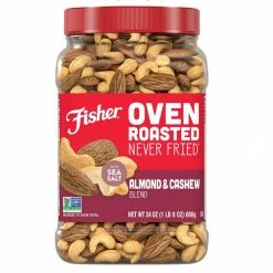 Fisher Oven Roasted Never Fried Almond Cashew Mix, 24 oz. - Mixed Nuts