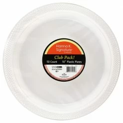 Hanna K 10" White Plastic Plate, 50 Count - Disposable Kitchenware