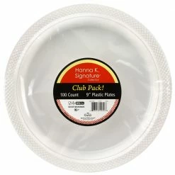 Hanna K 9" White Plastic Plate, 100 Count - Disposable Kitchenware