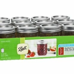 Ball 1/2 Pint Size Quilted Crystal 8 oz. Jelly Jars, 12 Pack - 1440081200 - Canning Jars, Bands & Lids