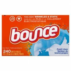 Procter and Gamble Distributing Bounce Fabric Softener Dryer Sheets Fresh Linen 240CT - Laundry Detergent