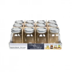 Country Classic 12 Pk. 1 Pint (16oz.) Glass Canning Jar - CCCJ-116-12PK - Canning Jars, Bands & Lids