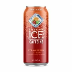 Sparkling Ice +Caffeine Strawberry Citrus Sparkling Water, 16 oz.