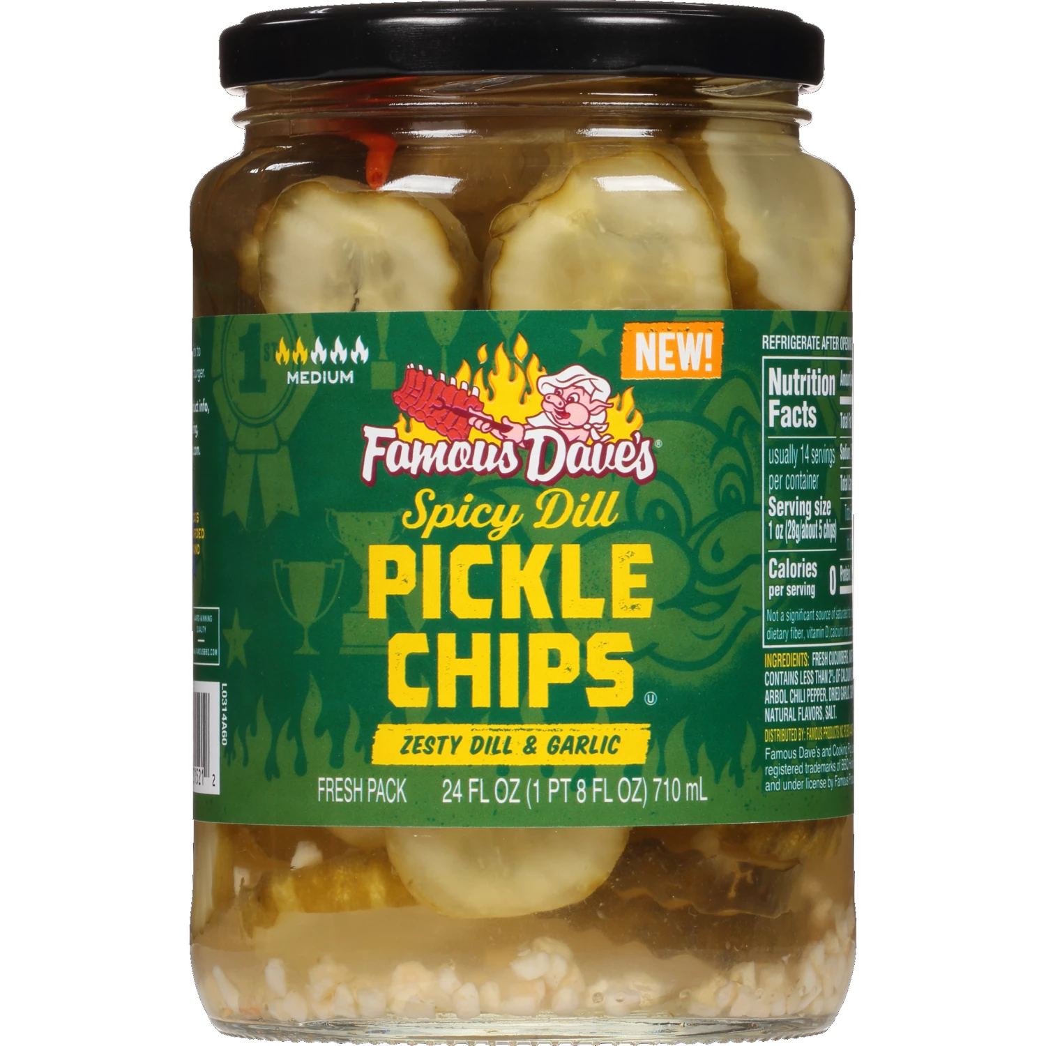 Famous Dave's Spicy Dill Pickle Chips 24oz - Pickles & Relishes 1 Famous Dave's Spicy Dill Pickle Chips 24oz - Pickles & Relishes