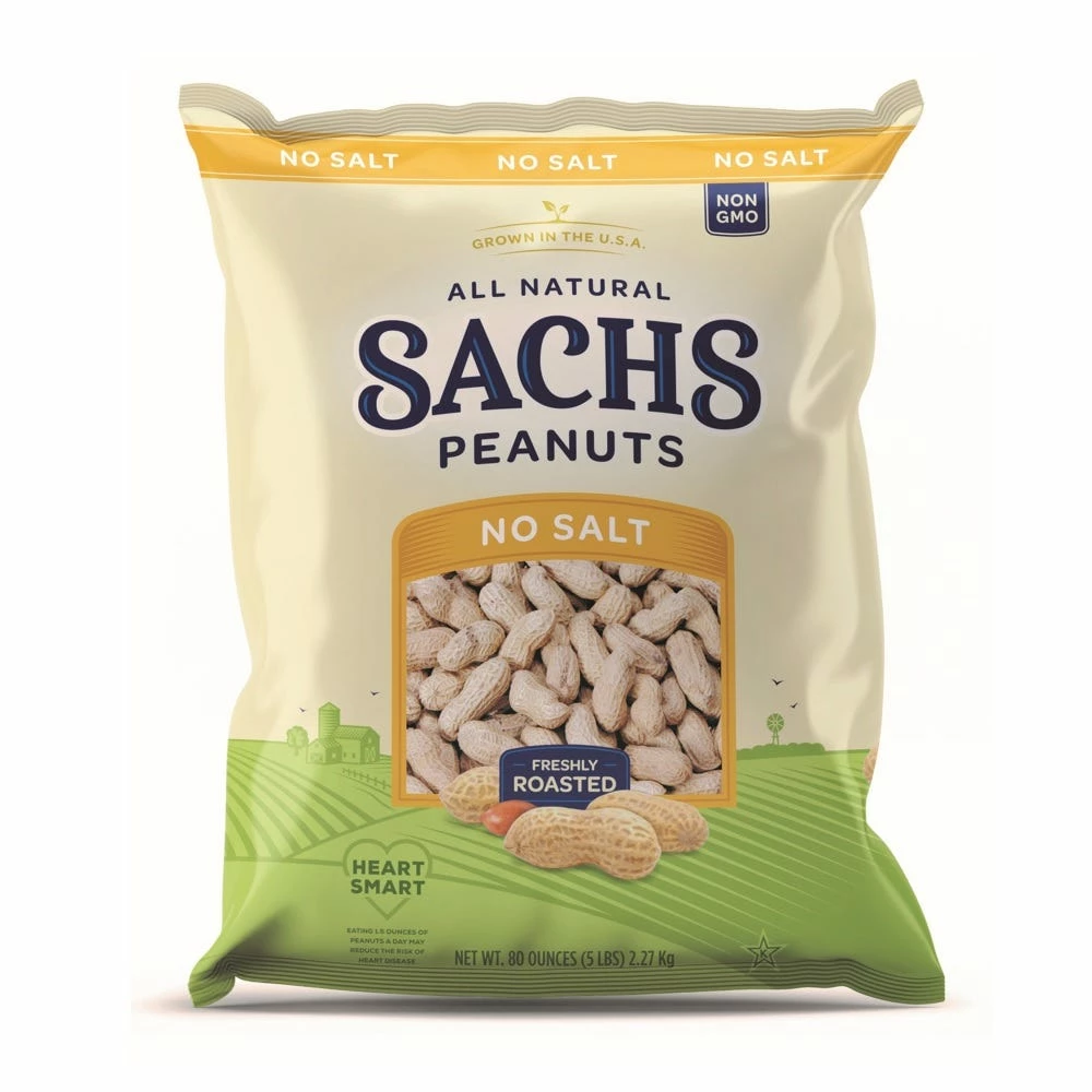 Sachs Peanuts Sachs All Natural Roasted No Salt In-Shell Peanuts, 5 lb. 1 Sachs Peanuts Sachs All Natural Roasted No Salt In-Shell Peanuts, 5 lb.