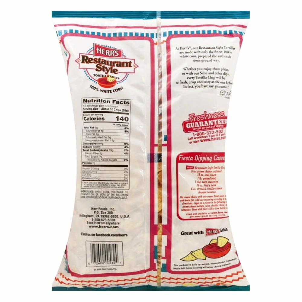 Herr's Restaurant Style White Corn Tortilla Chips, 13 oz - Chips & Crackers 2 Herr's Restaurant Style White Corn Tortilla Chips, 13 oz - Chips & Crackers - Image 2