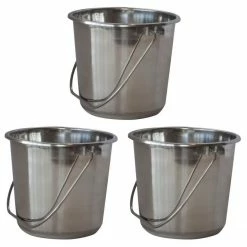 AmeriHome Small Stainless Steel Bucket 3 Piece Set - SSB132SET - Baskets