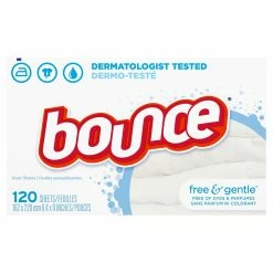 Procter and Gamble Distributing Bounce Fabric Softener Dryer Sheets Free & Gentle 120CT - Laundry Detergent