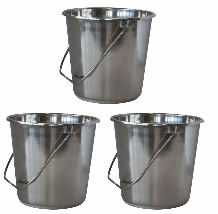 AmeriHome XLarge Stainless Steel Bucket 3 Piece Set - SSB528SET - Baskets 1 AmeriHome XLarge Stainless Steel Bucket 3 Piece Set - SSB528SET - Baskets