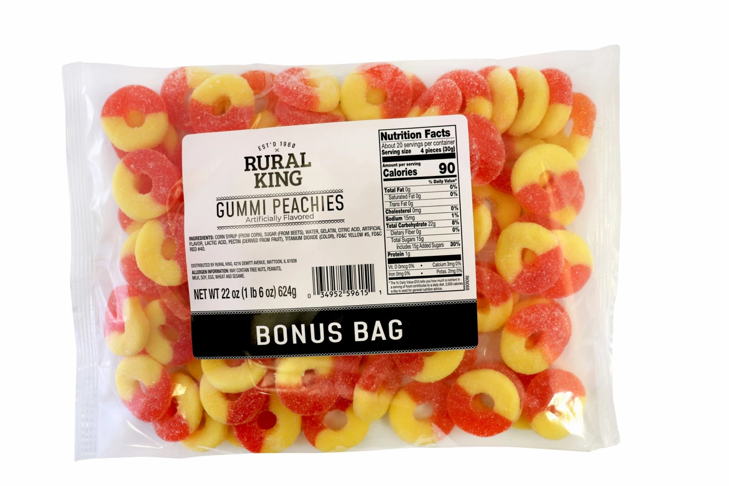 Rural King Gummi Peachies BONUS BAG - Candy & Gum 1 Rural King Gummi Peachies BONUS BAG - Candy & Gum