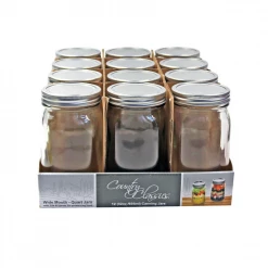 Country Classic 12 Pk. 1 Quart (32oz.) Glass Canning Jar - CCCJ-132-12PK - Canning Jars, Bands & Lids