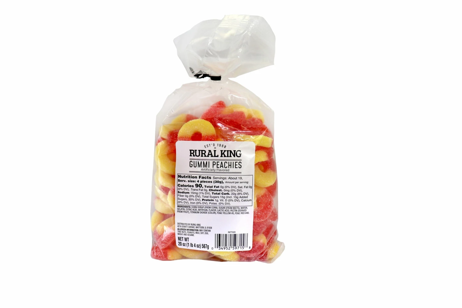 Rural King Gummi Peachies TIE TOP - Candy & Gum 1 Rural King Gummi Peachies TIE TOP - Candy & Gum