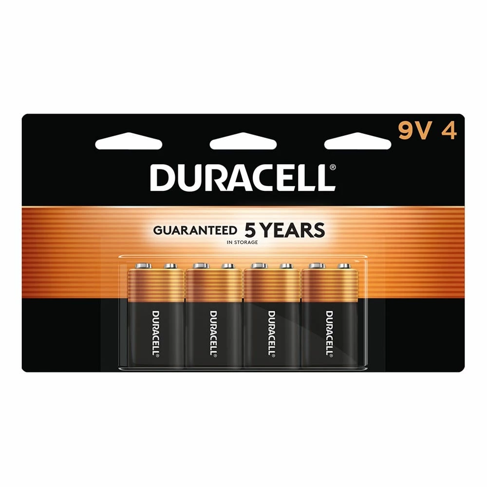 Duracell Coppertop 9V Alkaline Batteries, 4 Pack - Household Batteries 1 Duracell Coppertop 9V Alkaline Batteries, 4 Pack - Household Batteries