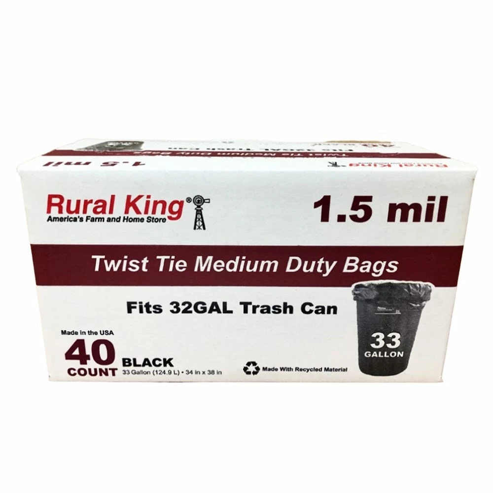 Various Brands Twist Tie Medium Duty 33 Gallon Trash Bags, 40 Count 1 Various Brands Twist Tie Medium Duty 33 Gallon Trash Bags, 40 Count