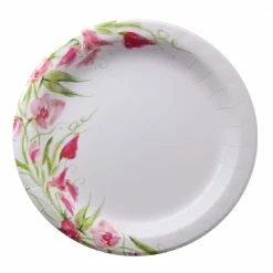 Nicole Home Collection 7" Paper Plate - Pink Floral, 48 Count - 77070 - Disposable Kitchenware
