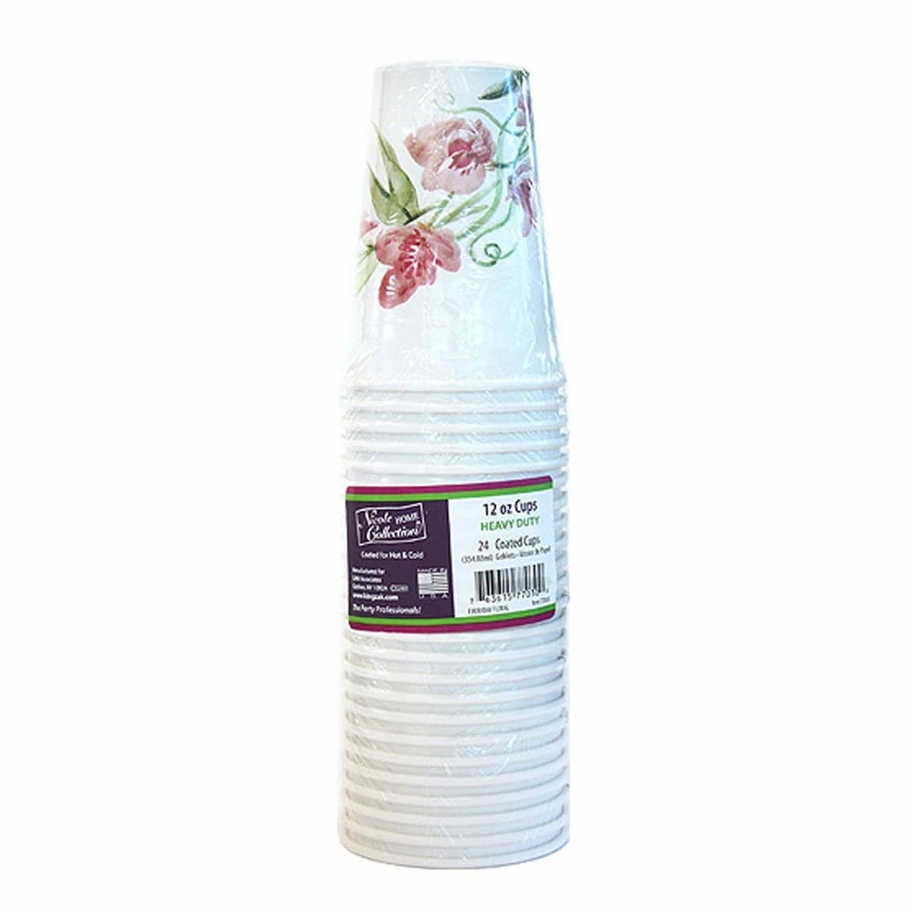 Nicole Home Collection Hot / Cold Paper Cups - Pink Floral, 24 Count - 77030 - Disposable Kitchenware 2 Nicole Home Collection Hot / Cold Paper Cups - Pink Floral, 24 Count - 77030 - Disposable Kitchenware - Image 2