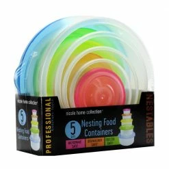 Nicole Home Collection Round, Nestable Container Combo Pack, 5 Count - 02068 - Disposable Kitchenware