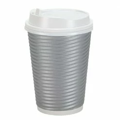 Nicole Home Collection Premium Quality Paper Silver Hot Cups, 12 oz. - 00740 - Disposable Kitchenware