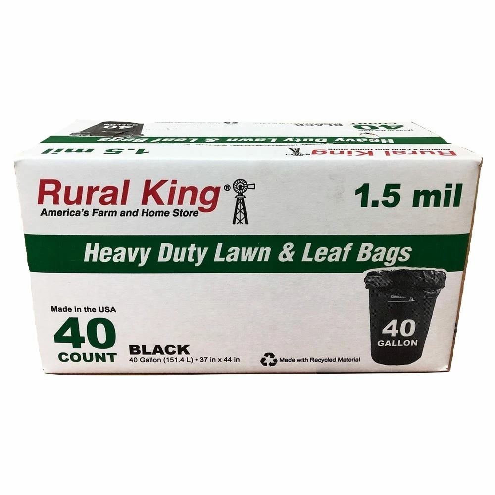 Various Brands Rural King Heavy Duty 40 Gallon Lawn & Leaf Trash Bags, 40 Count 1 Various Brands Rural King Heavy Duty 40 Gallon Lawn & Leaf Trash Bags, 40 Count