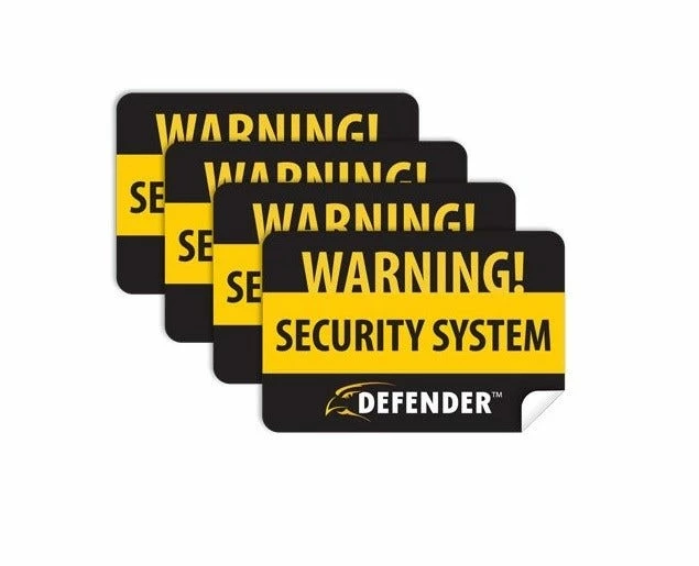 Defender 4pk Window Warning Sticker SP100ST - Surveillance 1 Defender 4pk Window Warning Sticker SP100ST - Surveillance