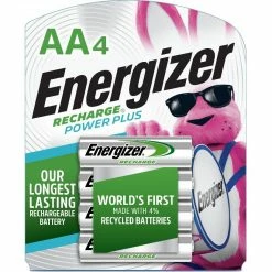 Energizer Recharge AA 2300mAh 12V Nickel Metal Hydride NiMH Button Top Batteries - NH15BP4 - Household Batteries