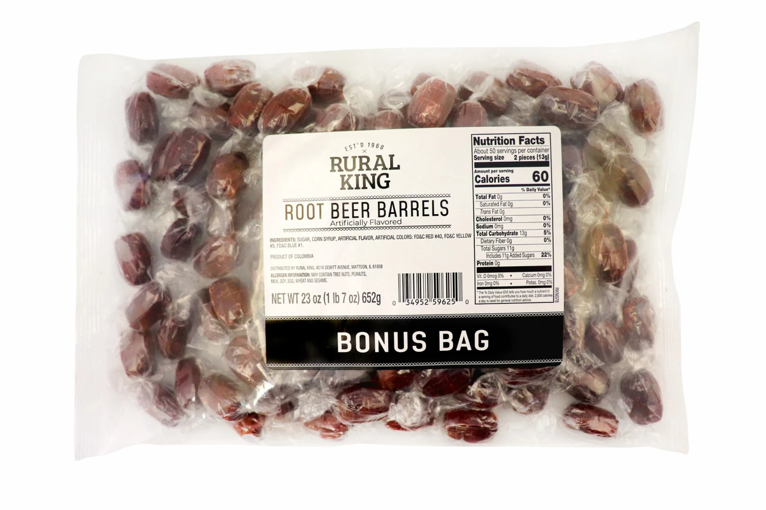Rural King Root Beer Barrels BONUS BAG - Candy & Gum 1 Rural King Root Beer Barrels BONUS BAG - Candy & Gum