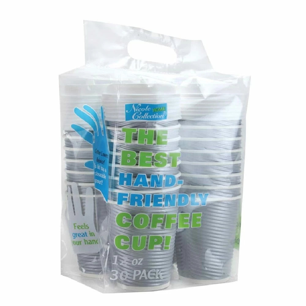 Nicole Home Collection Premium Quality Paper Silver Hot Cups, 12 oz. - 00740 - Disposable Kitchenware 2 Nicole Home Collection Premium Quality Paper Silver Hot Cups, 12 oz. - 00740 - Disposable Kitchenware - Image 2