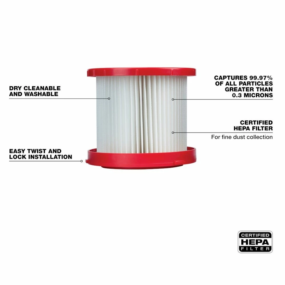 Milwaukee M18 and M12 Wet/Dry Vacuum Filter - 49-90-1900 - Dry Vacs 2 Milwaukee M18 and M12 Wet/Dry Vacuum Filter - 49-90-1900 - Dry Vacs - Image 2