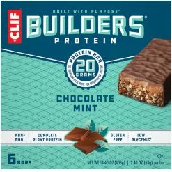 Clif Builders Chocolate Mint Protein Bars, 6 Count - Granola & Snack Bars