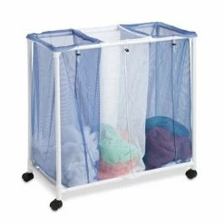 Honey-Can-Do HoneyCanDo 3Bag Mesh Rolling Hamper HMP01629 - Laundry Baskets