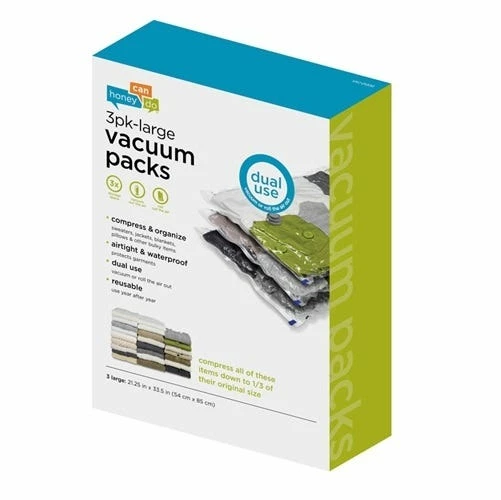 Honey-Can-Do HoneyCanDo 3Pack Large Vacuum Packs VAC01300 - Closet Organization 3 Honey-Can-Do HoneyCanDo 3Pack Large Vacuum Packs VAC01300 - Closet Organization - Image 3